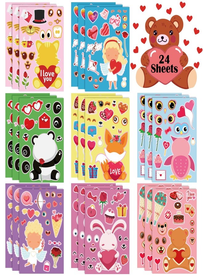 OHOME Valentines Stickers - Valentines Day Gifts for Kids School Classroom - DIY Valentine's Crafts Accessories Treats Party Favors for Toddler | Valentine Day Decorations(24 Sheets) - Image 1